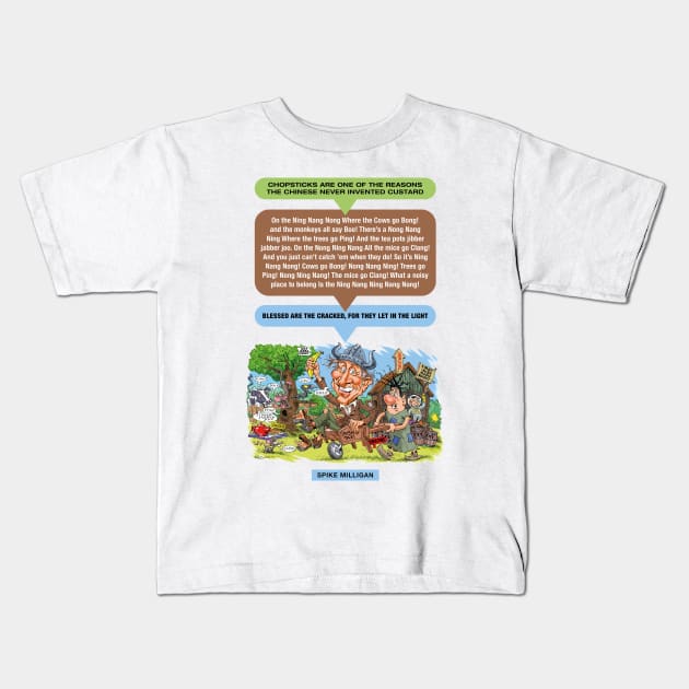 Spike Milligan Kids T-Shirt by PLAYDIGITAL2020